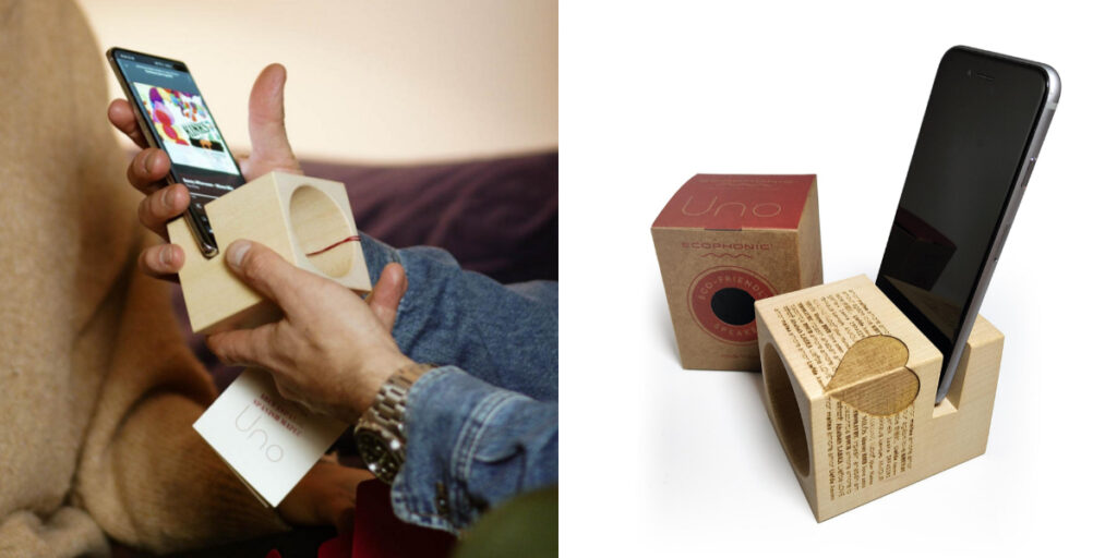 Ecophonic Altavoz para móvil en madera natural